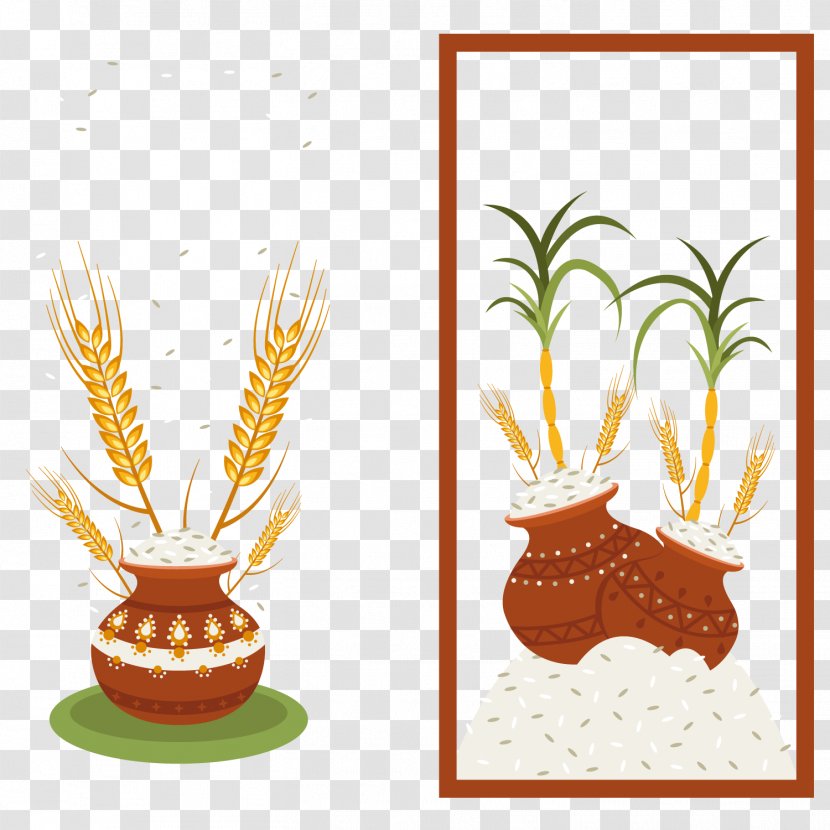 Thai Pongal Rice Pineapple - Rice, Wheat Vector Card Transparent PNG