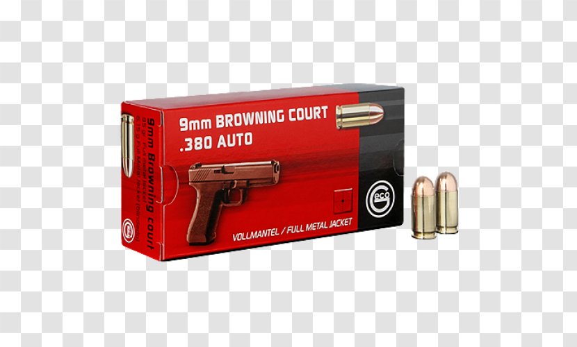 9×19mm Parabellum Ammunition Full Metal Jacket Bullet Cartridge .380 ACP - Automatic Colt Pistol Transparent PNG