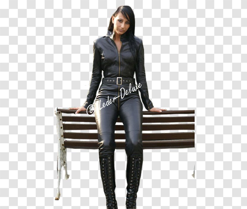 Leather Jacket Catsuit Jumpsuit - Watercolor Transparent PNG