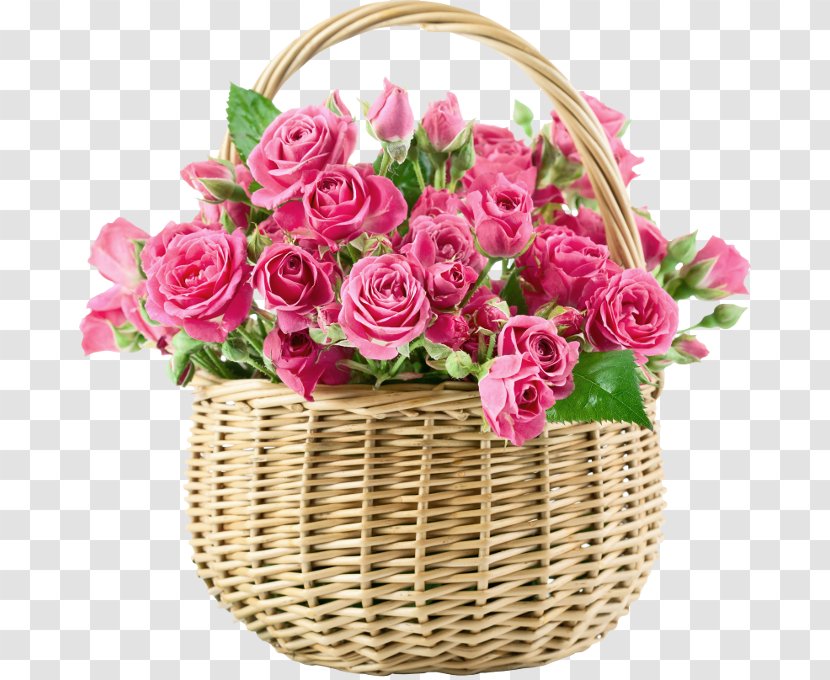 Flower Bouquet Rose Basket Pink - Floral Design - Physical Map Transparent PNG