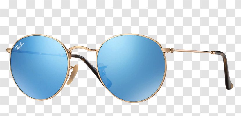 Ray-Ban Round Metal Sunglasses Fleck Aviator Gradient - Rayban Flash - Lens Transparent PNG