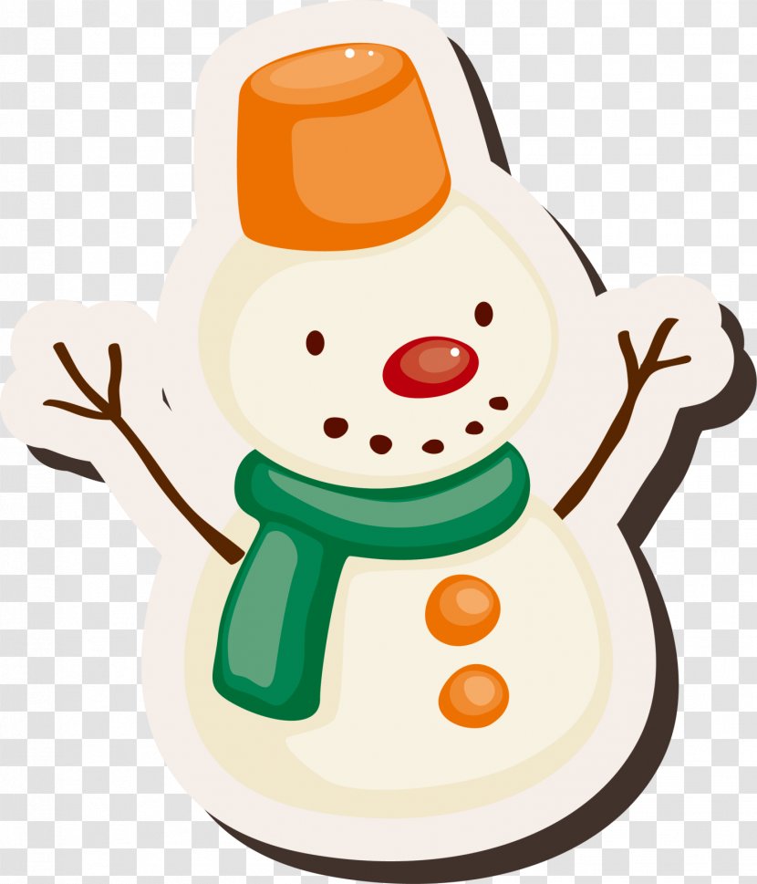 Snowman Christmas - Hand Painted Yellow Sticker Transparent PNG