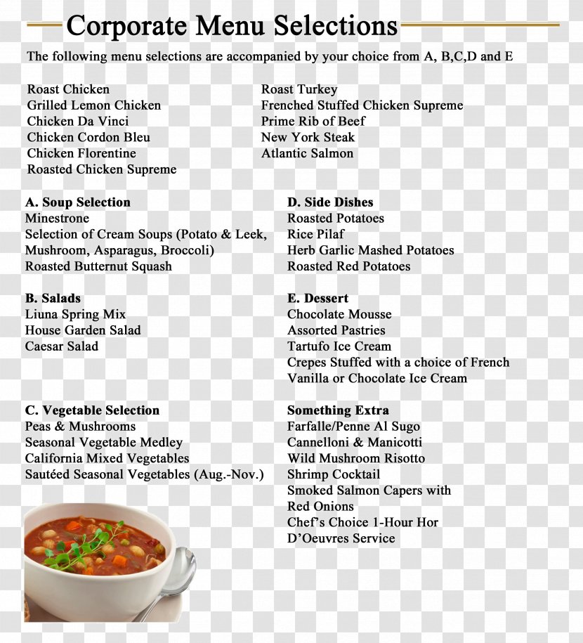 Menu Food Brochure LIUNA Station Gardens - Recipe - Western Restaurant Transparent PNG