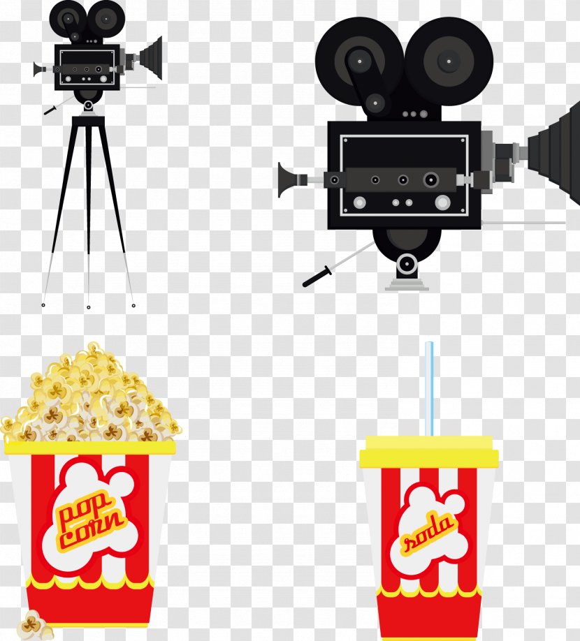 Popcorn Cinema Computer File - Vector Camera And Drinks Transparent PNG