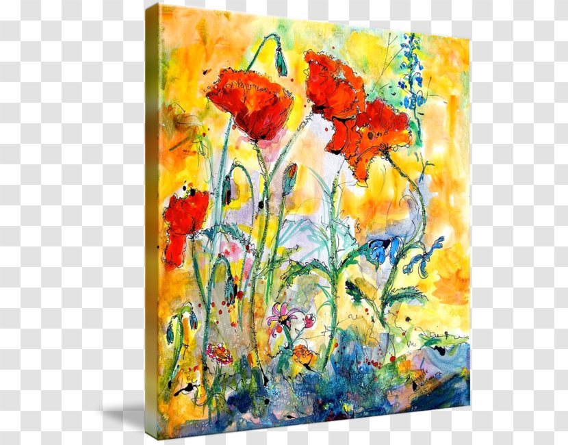 Watercolor Painting Poppy Modern Art Transparent PNG