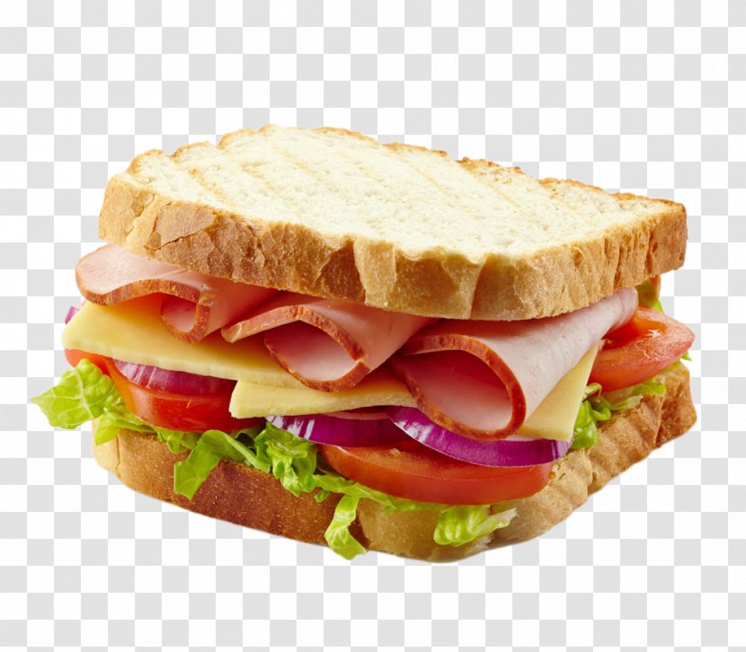 Ham Sandwich And Cheese Breakfast - English Muffin - Sausage Tomato Bread Holder Transparent PNG