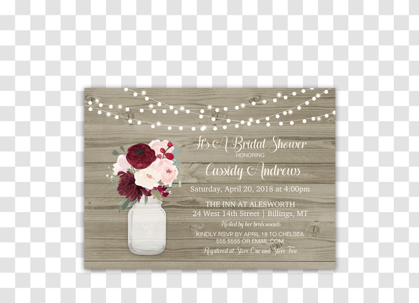 Wedding Invitation Flower Bridal Shower Mason Jar - Bouquet Transparent PNG