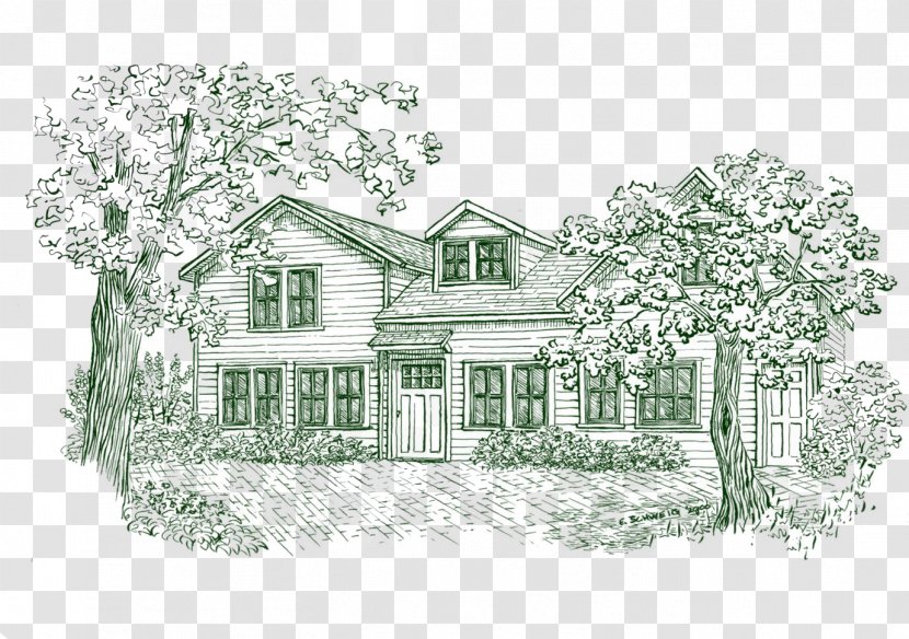 Sketch Black & White - Cottage - M Suburb Property WinterGreen Park Transparent PNG