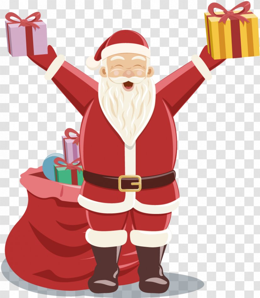 Santa Claus Gift Christmas Ornament Illustration - Image Resolution - Giving Gifts Transparent PNG