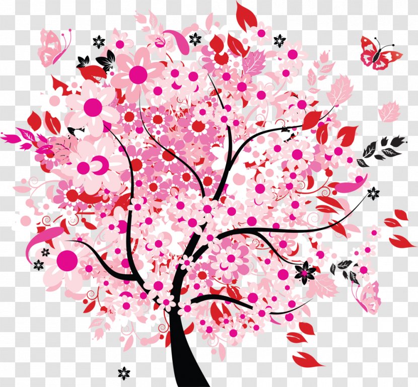 Spring Tree Flower Clip Art - Leaf - Cherry Blossom Watercolor Transparent PNG