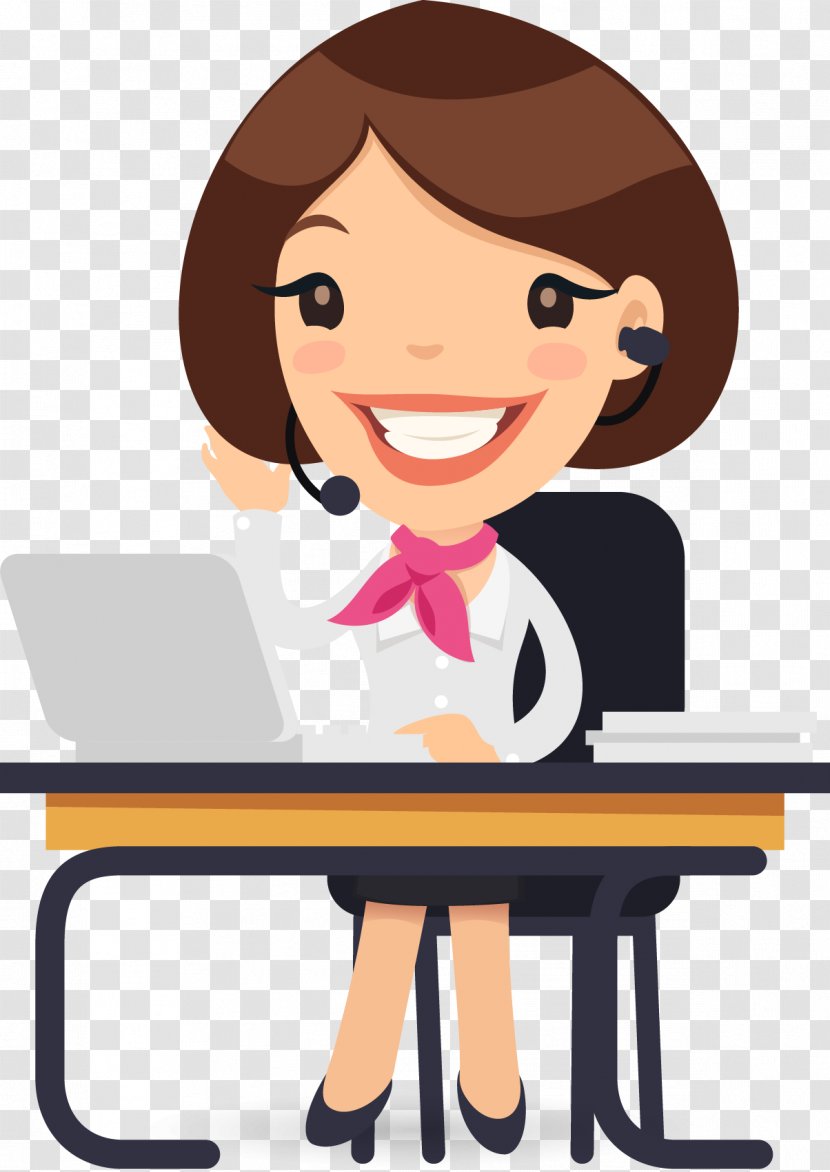 Desk Cartoon Illustration - Watercolor - Women In Charge Of Foreign Companies Do Not Cut The Staff Transparent PNG