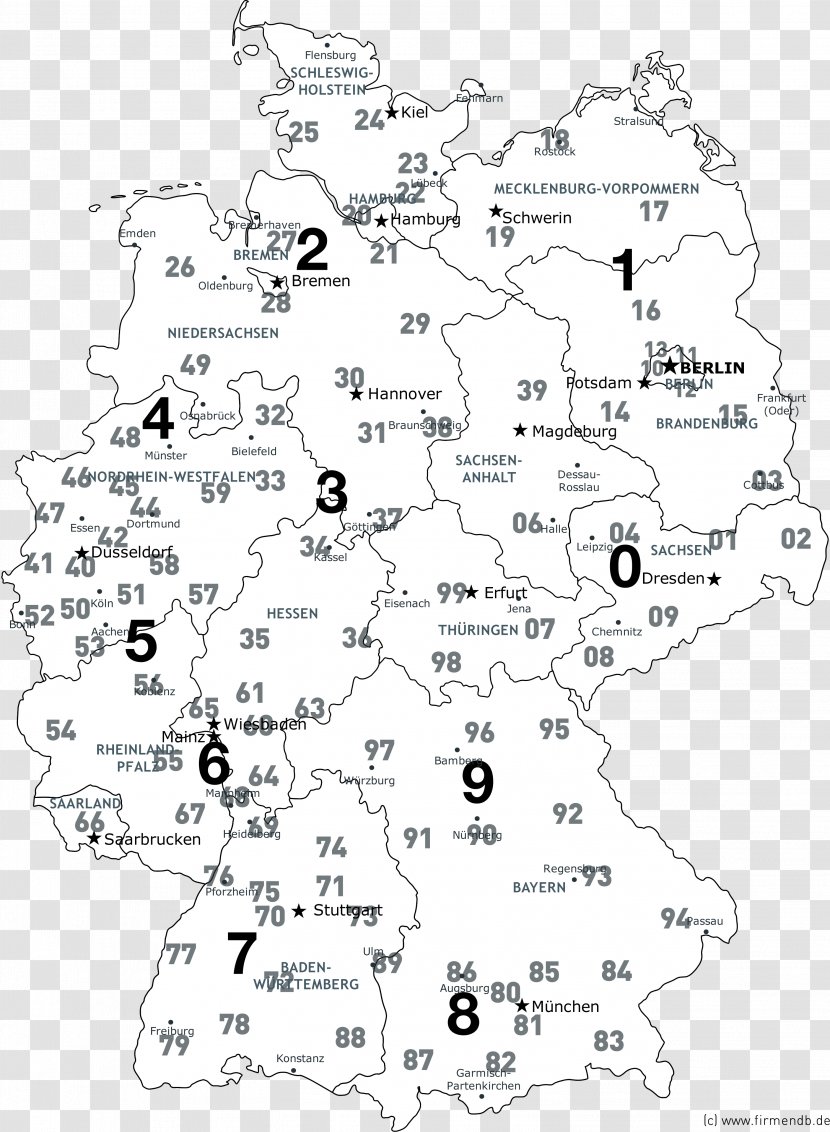 Postal Codes In Germany Postleitzahlenkarte Map - Frame Transparent PNG