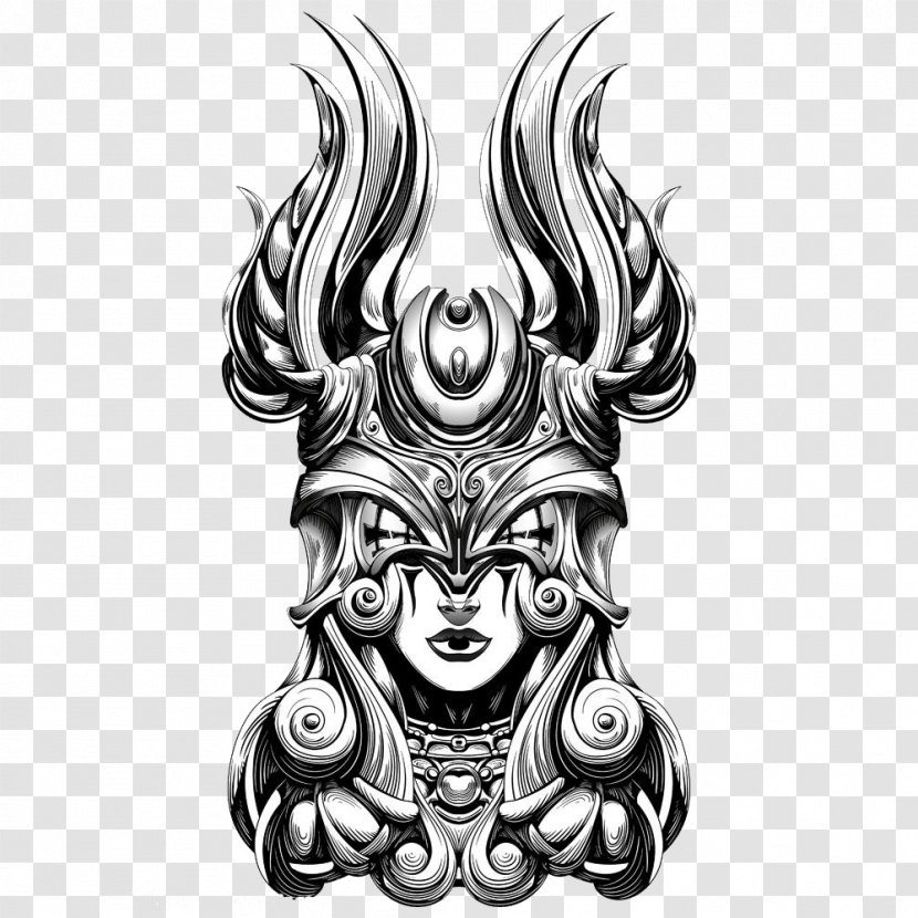 Brynhildr Valkyrie Shutterstock Royalty-free - Shamanism - Black And White Hand Painted Queen Adults Transparent PNG