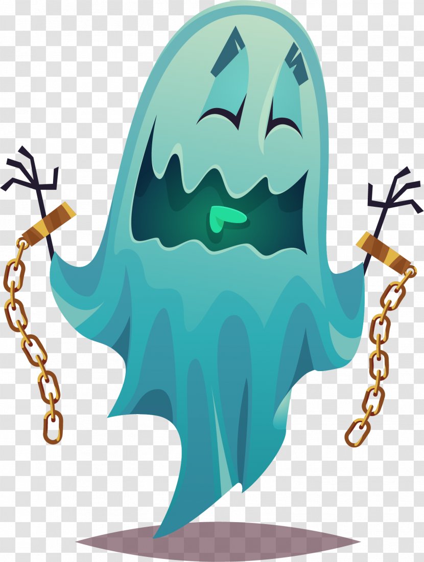 Cartoon Ghost Illustration - Fictional Character - Blue Decoration Pattern Transparent PNG