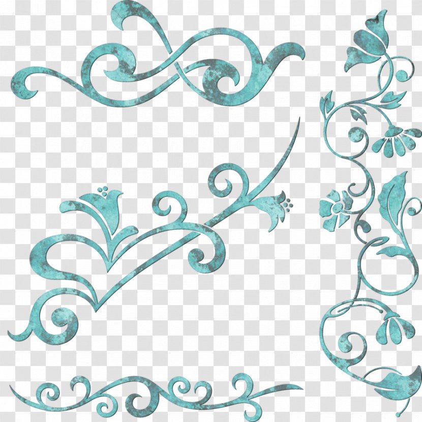 Ornament Floral Design Clip Art - Blue - Grunge Element Transparent PNG