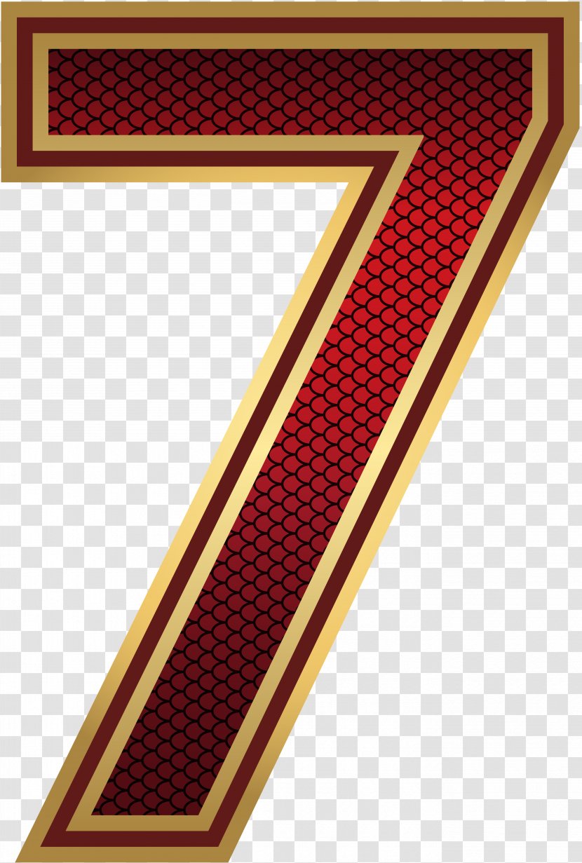 Number Clip Art - Rectangle - Red And Gold Seven Image Transparent PNG