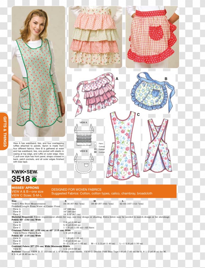 Sewing Apron Kwik-Sew Pattern Co., Inc. - Clothing - Supplies Transparent PNG
