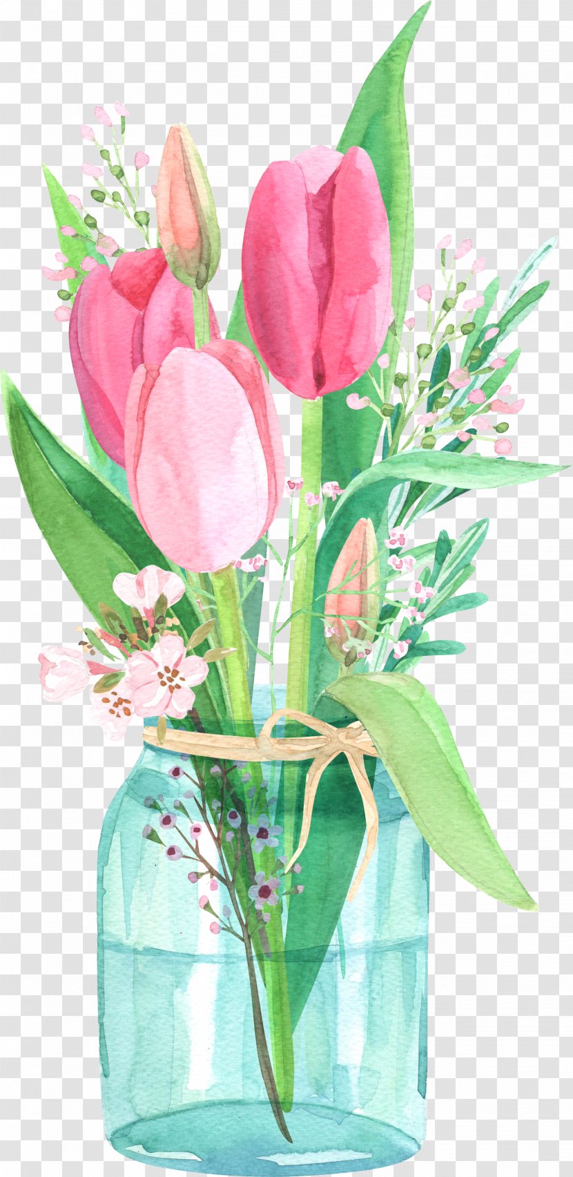 Tulip Floral Design Flower - Watercolor Painting - Jars And Tulips Transparent PNG