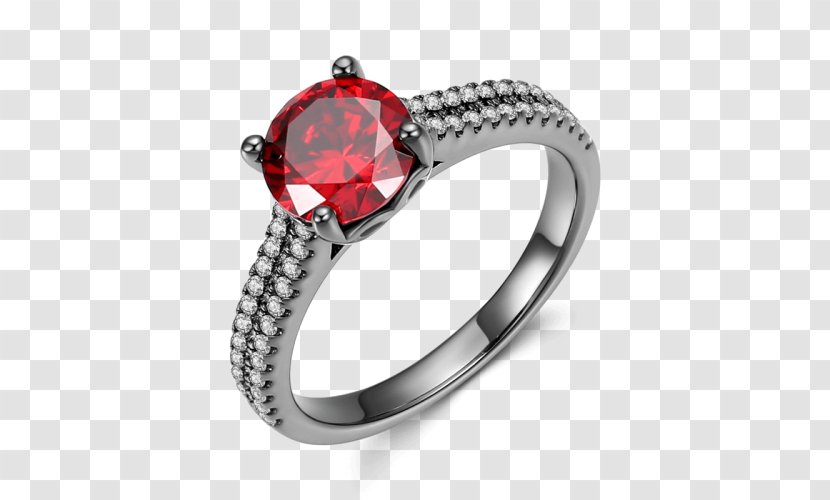 Wedding Ring Birthstone Jewellery Ruby - Metal - Couple Rings Transparent PNG
