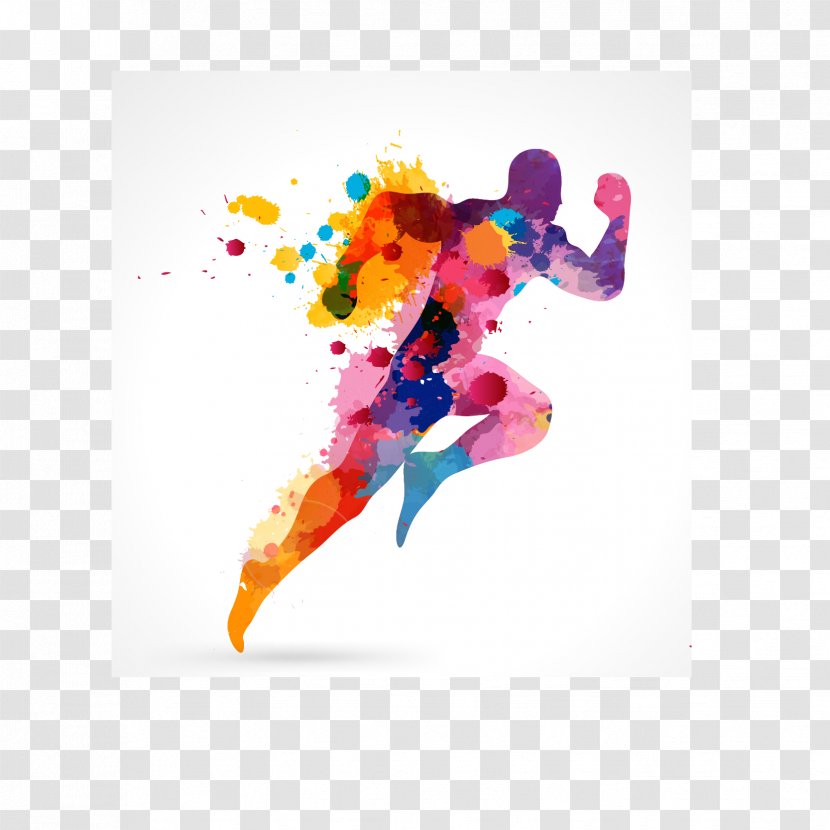 Running Watercolor Painting Clip Art - Man Transparent PNG