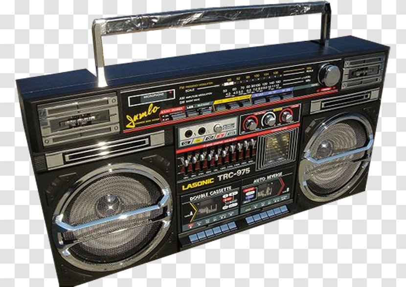 Boombox 1980s Lasonic Compact Cassette Radio - Old School - Ghetto Blaster Transparent PNG