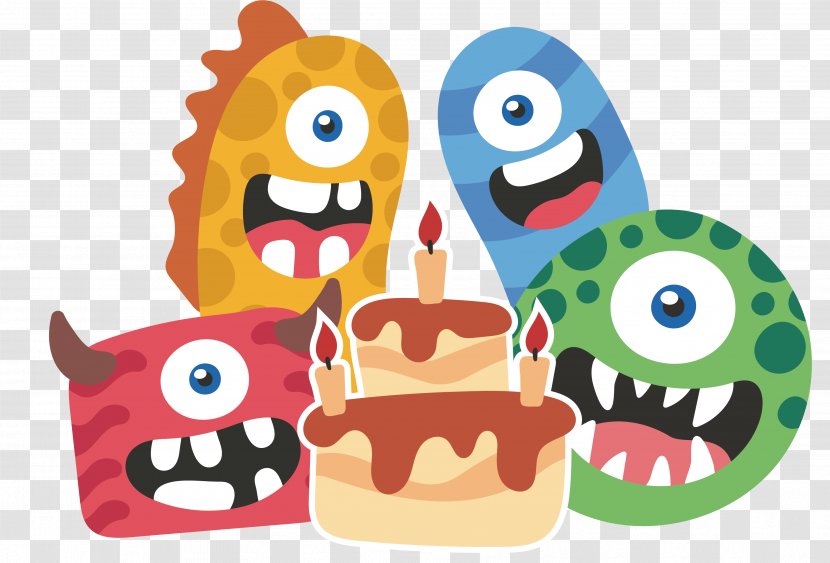 Monster Party Cartoon Birthday - Art - Cute Little Transparent PNG