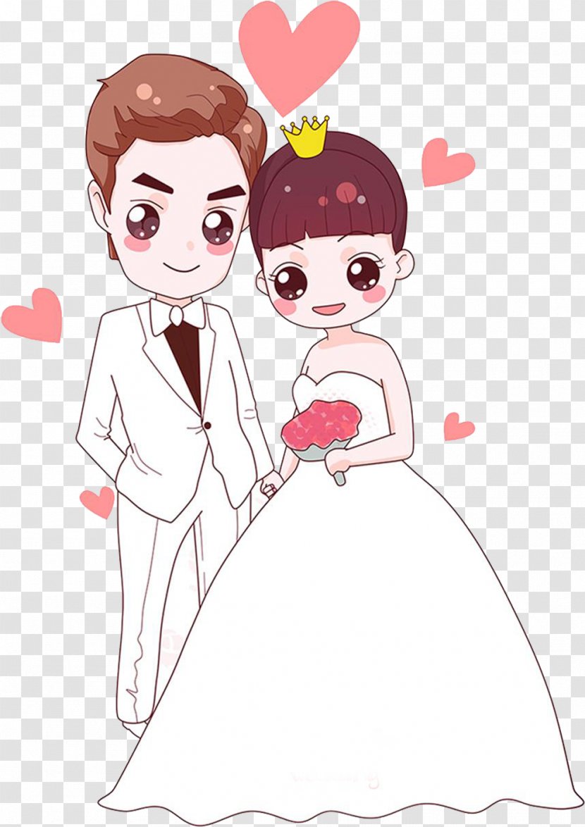 Marriage Cartoon Wedding Photography Painting - Heart - White Dress Bride Transparent PNG