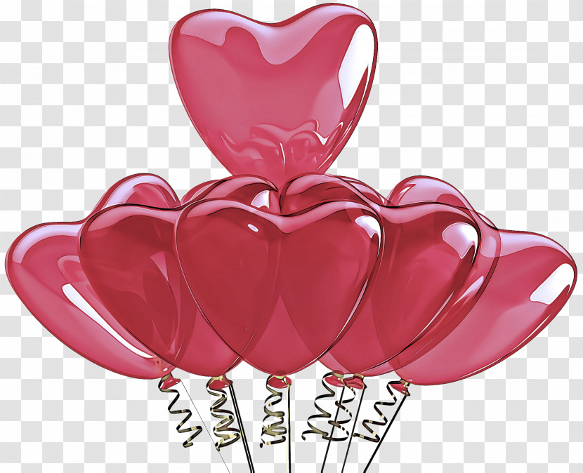 Pink Red Balloon Heart Heart Transparent PNG