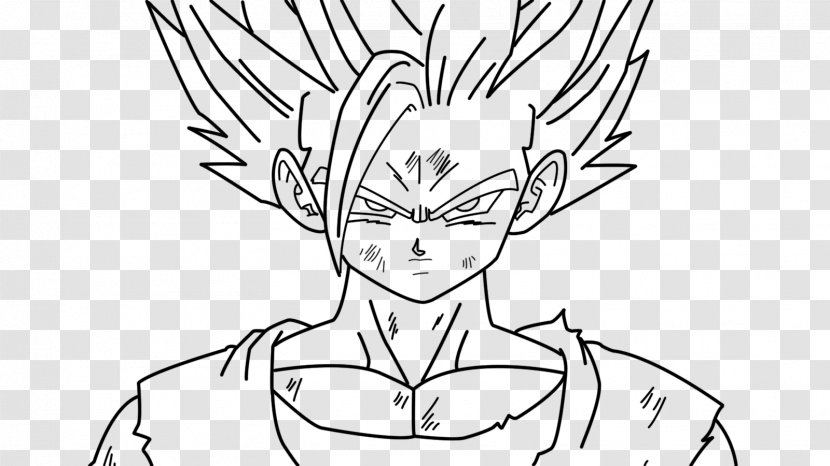 Gohan Goku Black And White Line Art Drawing - Cartoon Transparent PNG