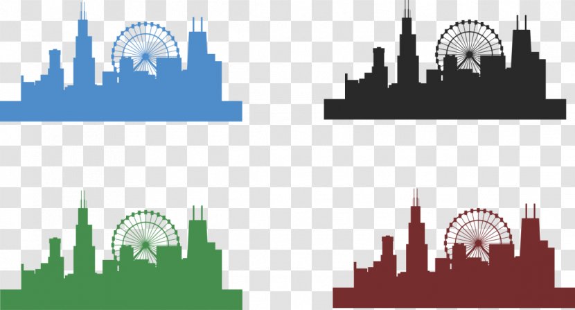 Chicago Skyline Vector Graphics Clip Art - Panorama - Silhouette Transparent PNG