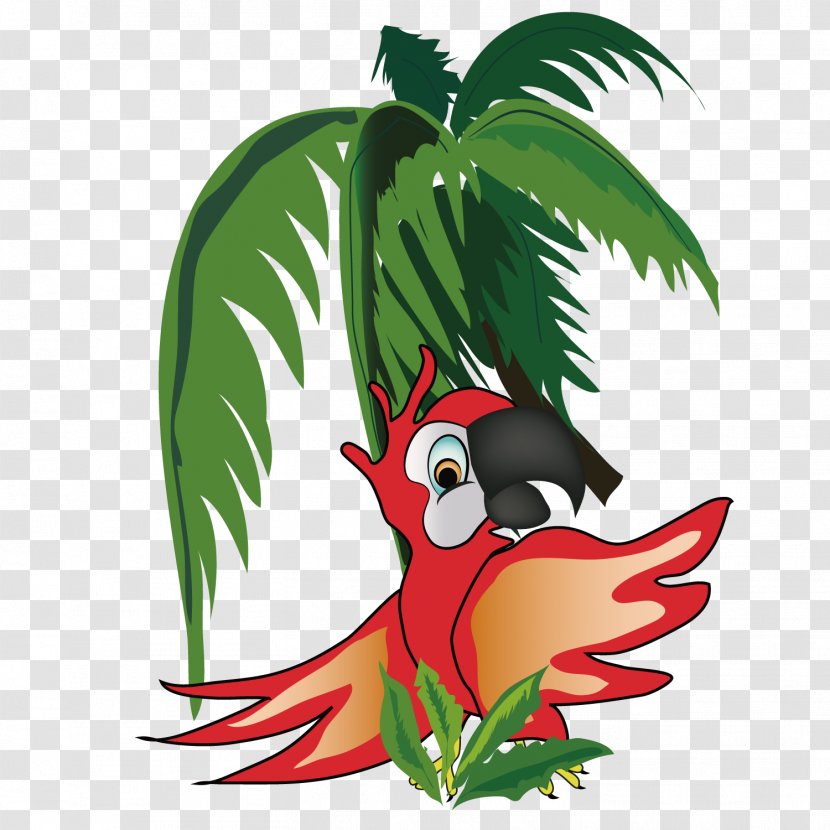 Parrot Picture Frame - Fauna - With Coconut Tree Transparent PNG