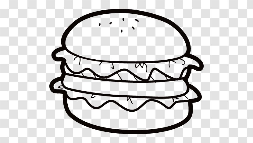 Hamburger Junk Food Fast Cheeseburger French Fries - Black And White Transparent PNG