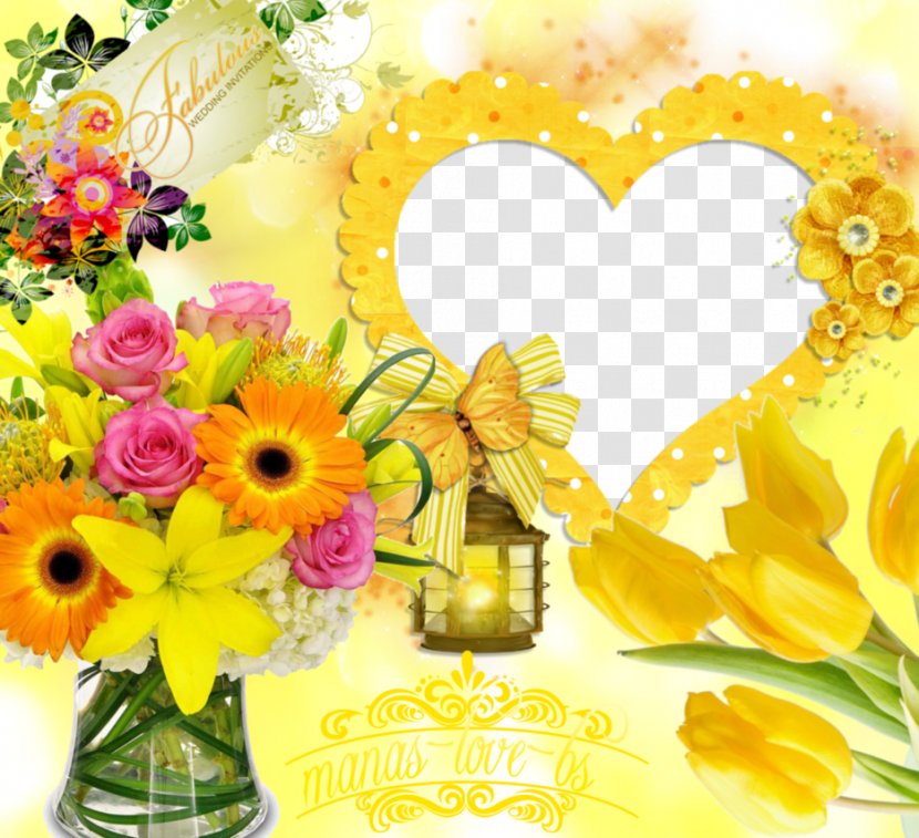 Flower Bouquet Floristry Delivery Gift - Yellow Frame Transparent PNG