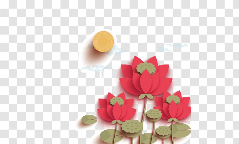 Mooncake Mid-Autumn Festival Public Holiday Nelumbo Nucifera Traditional Chinese Holidays - Papercutting - Mid Lotus Decorative Material Transparent PNG