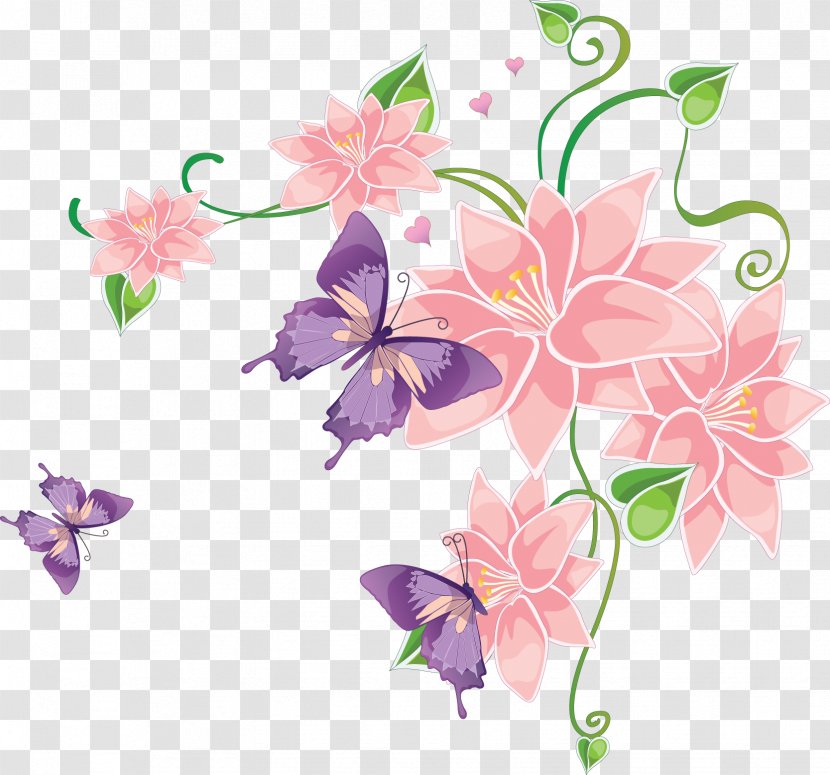 Butterfly Flower Lilium - Arranging - Decorative Elements Transparent PNG