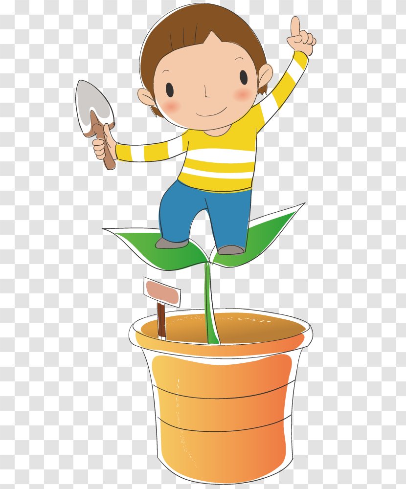 Cartoon Boy Illustration - Food - In Flowers Transparent PNG