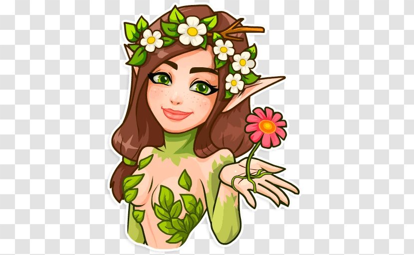 Telegram Sticker Nymph Fairy Hermes - Flower - Watercolor Transparent PNG