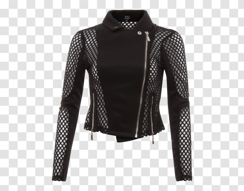 T-shirt Leather Jacket Sleeve - Tree - Black Mesh Knit Transparent PNG