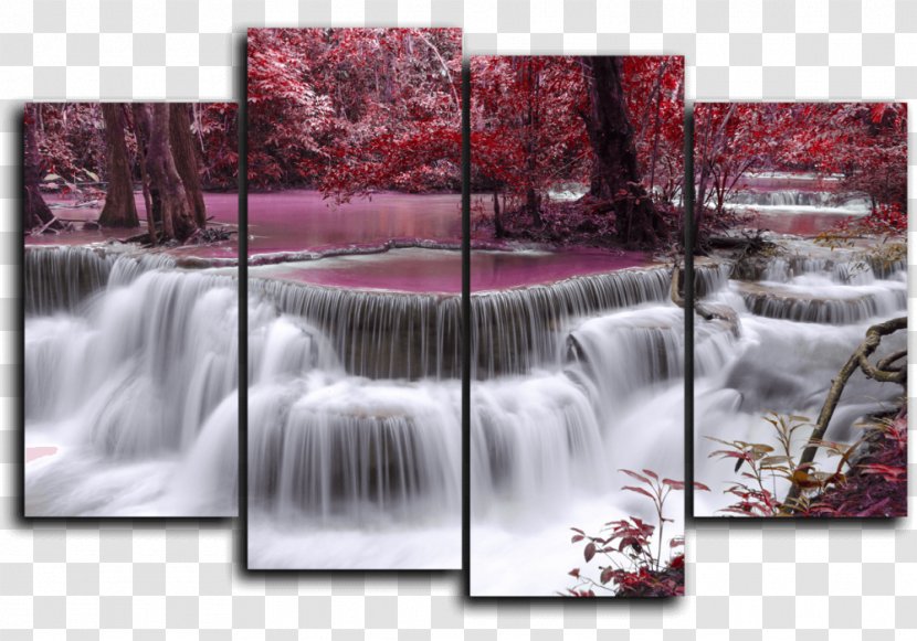 Shutter Speed Waterfall Painting Canvas Print Wallpaper - Landscape Transparent PNG
