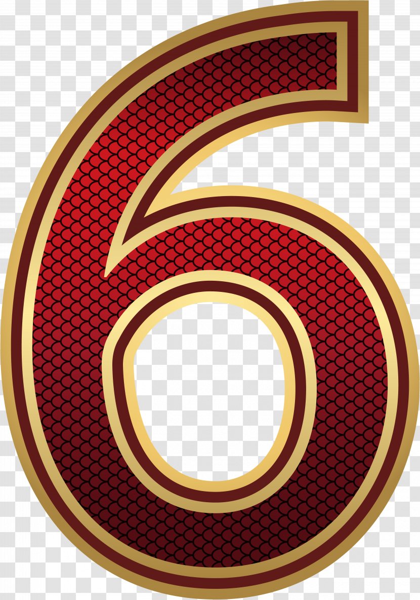 Clip Art - Number - Red And Gold Six Image Transparent PNG