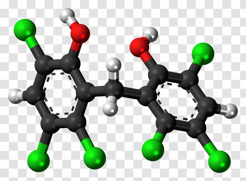 Hexachlorophene Ball-and-stick Model Molecule Chemistry Hypochlorite Transparent PNG