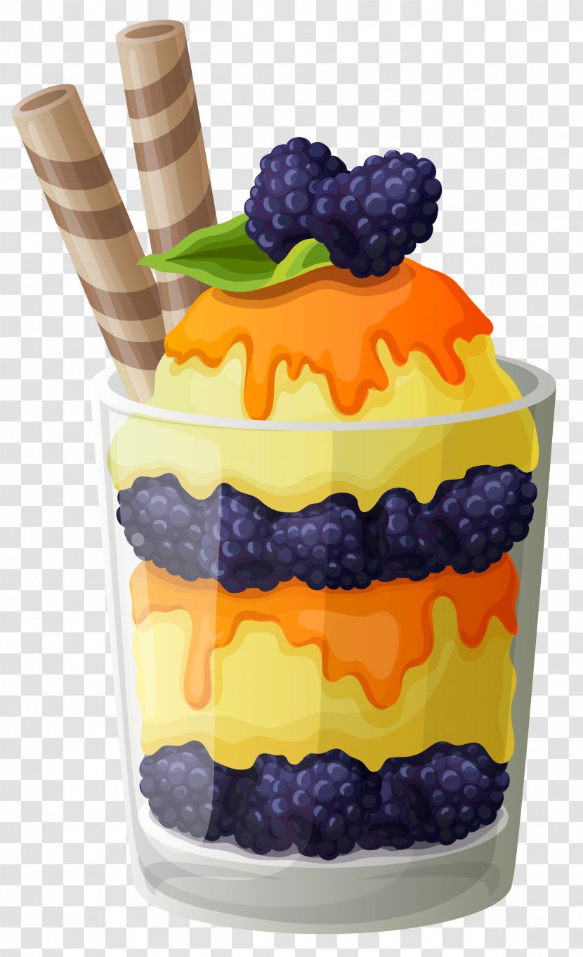 Chocolate Ice Cream Sundae Parfait - Cupcake - Cup With Blackberry Clipart Transparent PNG