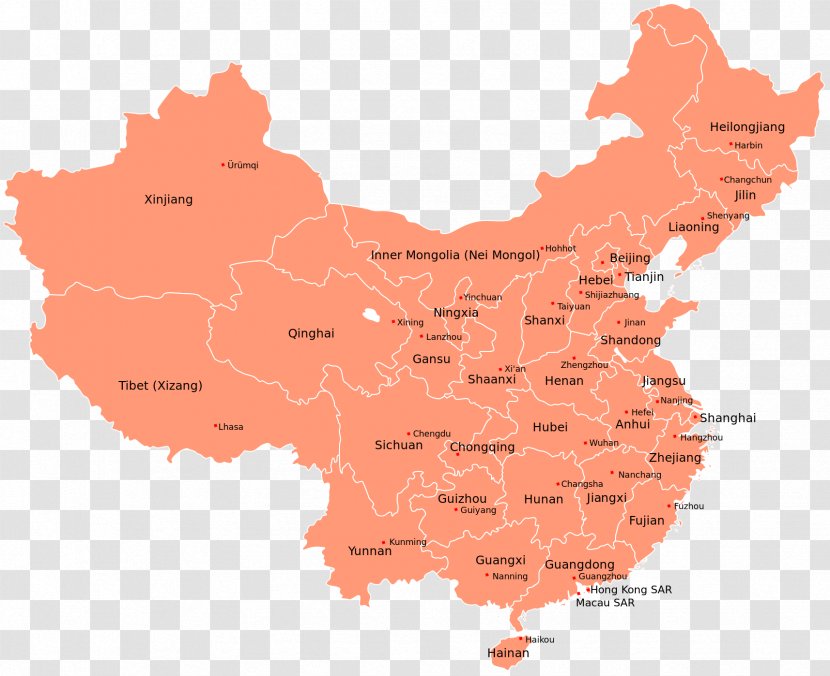 Provinces Of China Blank Map - Autonomous Regions Transparent PNG