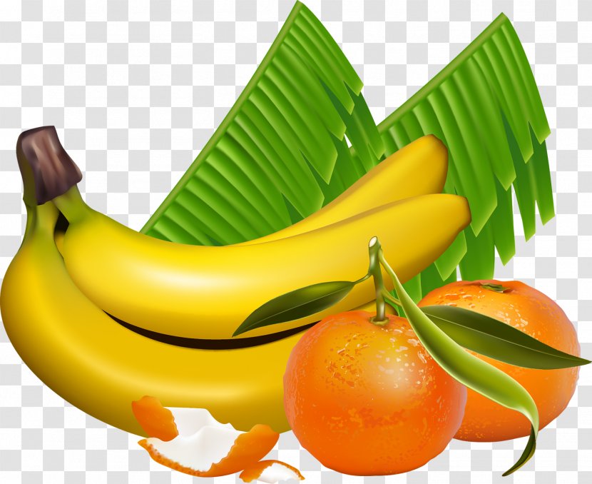 Banana Leaf Fruit Orange - Natural Foods - Tangerine Transparent PNG