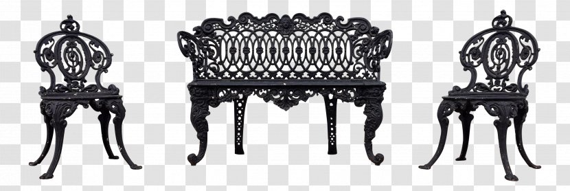 Chair Table Garden Furniture Bench - Black And White - Antique Transparent PNG
