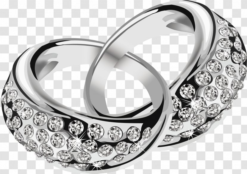 Wedding Ring Engagement Clip Art - Product Design - Silver Rings With Diamonds Transparent PNG