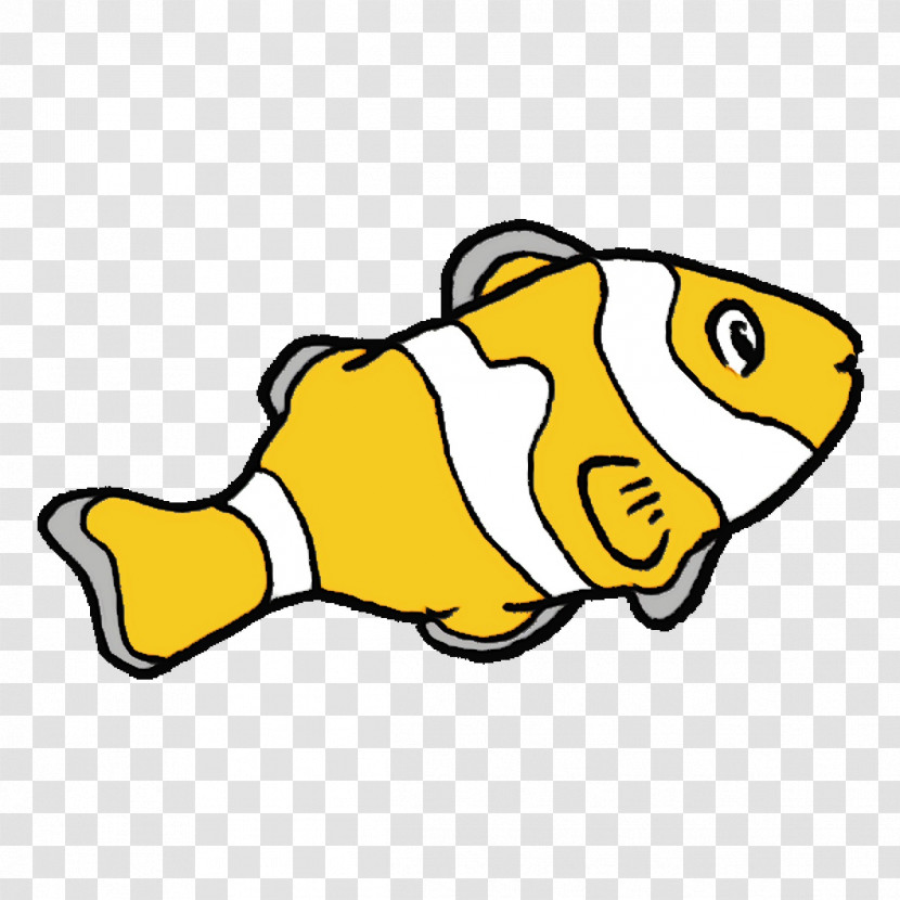 Cartoon Yellow Fish Line Area Transparent PNG