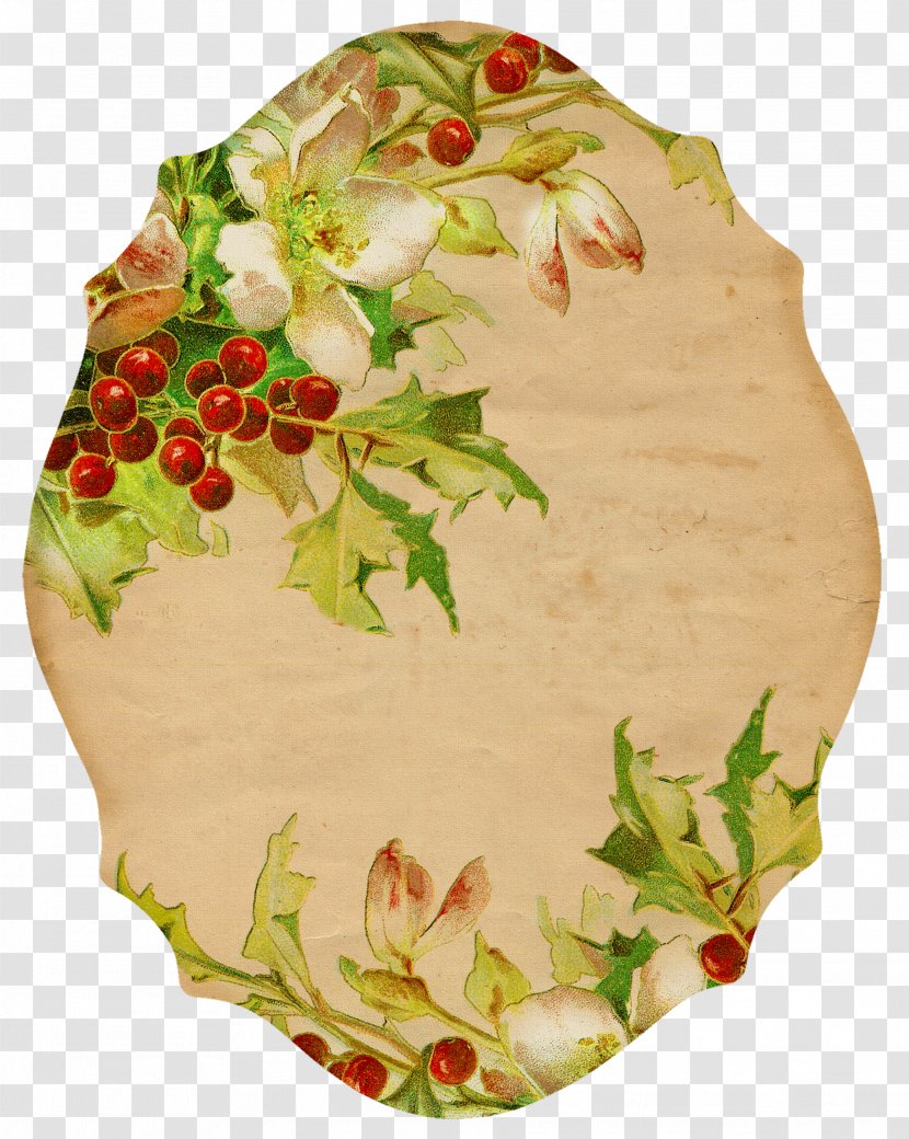 Holly Food Plate Design Gift Tags & Labels - Bulletin Board Transparent PNG