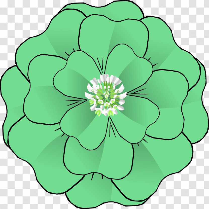 Green Flower Clover Clip Art - Floral Design Transparent PNG