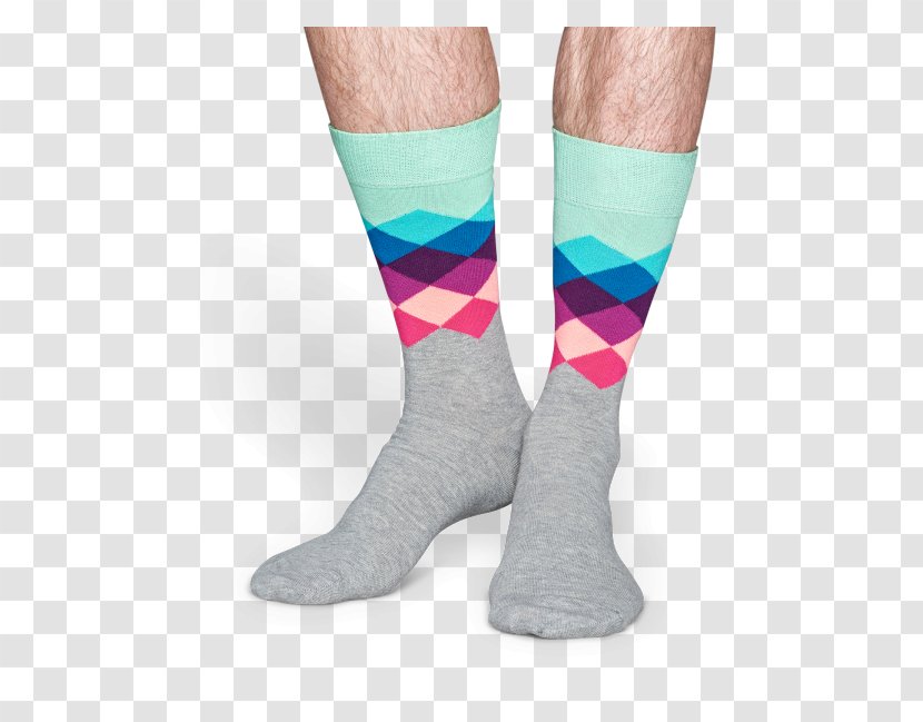 Happy Socks Faded Diamonds Knee Turquoise - Heart - Flower Transparent PNG